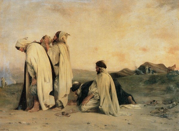 Arab men praying by Eugene Fromentin
